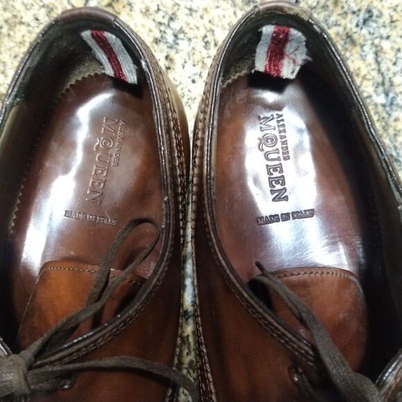 Mens Alexander McQueen Leather Derby Shoes sz 42 US 11.5 Brown Cap Toe main image 8